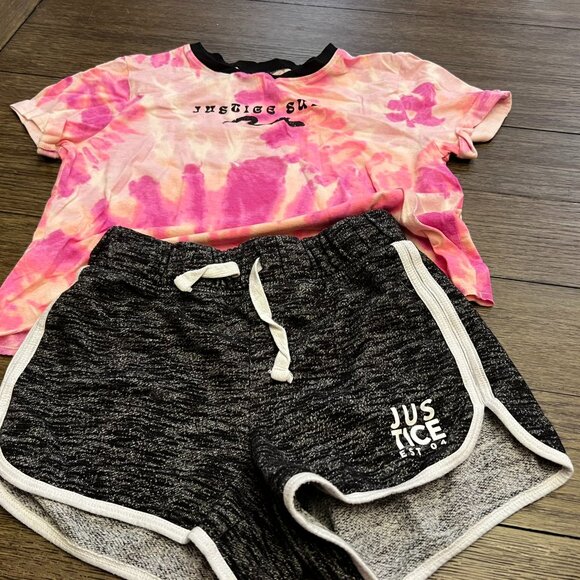 Girls Justice Matching Crop Shirt and Short Size Large - Picture 1 of 3
